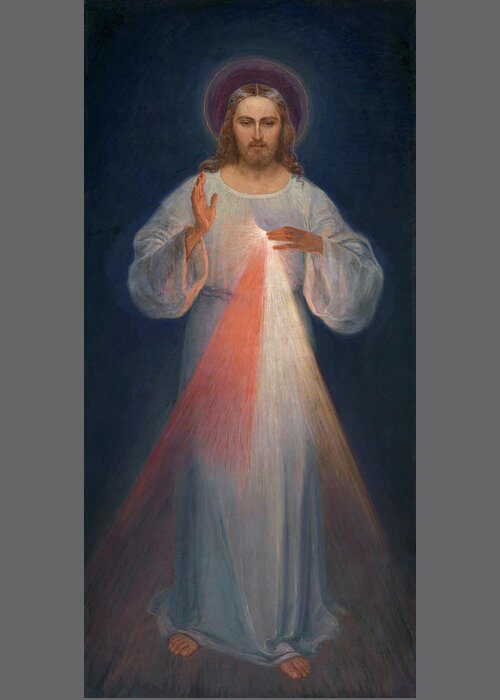 Divine Mercy Greeting Card featuring the painting Divine Mercy by Kazimierowski Eugene
