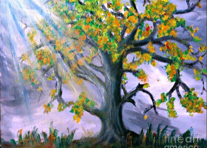 Tree Greeting Card featuring the painting Divinity Inspired 1 by Leanne Seymour