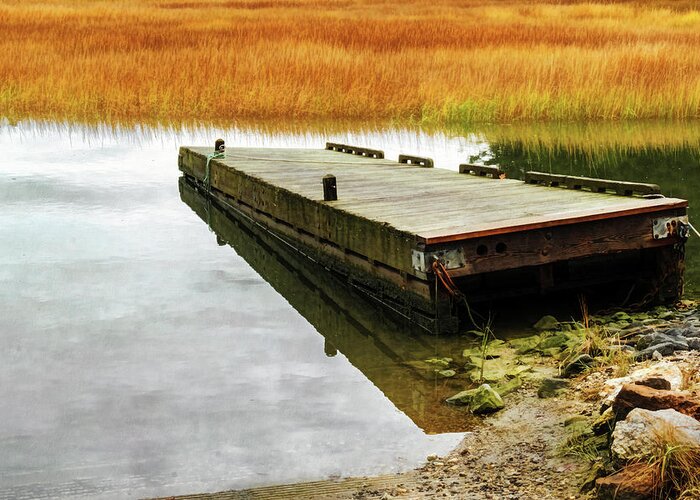 Maine Lobster Boats Greeting Card featuring the photograph Dock And Marsh by Tom Singleton