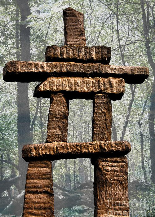 Inuksuk Greeting Card featuring the photograph Does Anybody Hear ? by Nina Silver