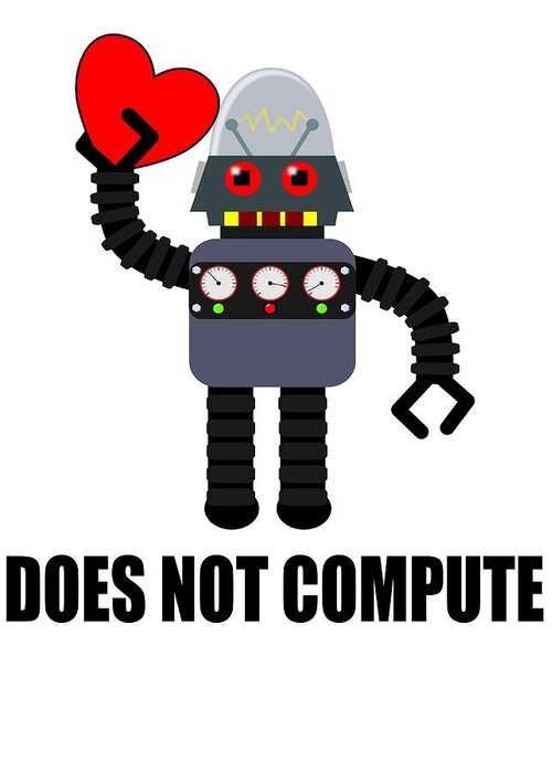 Robot Greeting Card featuring the digital art Does not compute by Martin Capek
