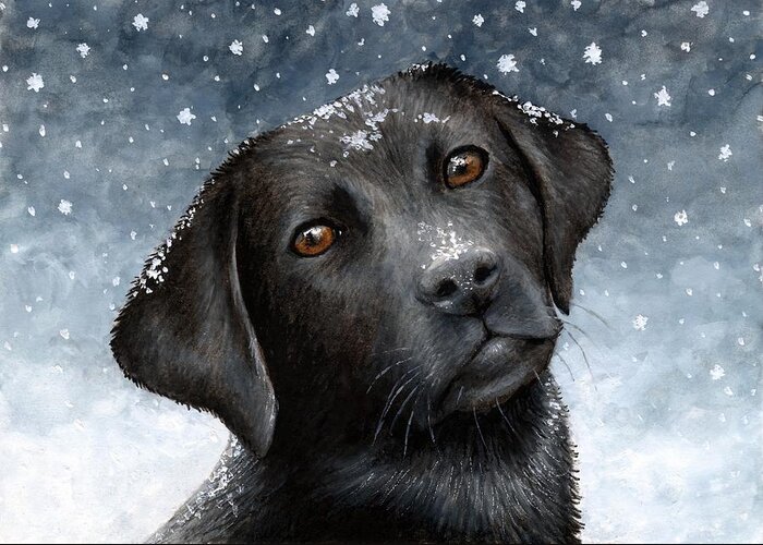 Dog Greeting Card featuring the painting Dog 100 by Lucie Dumas