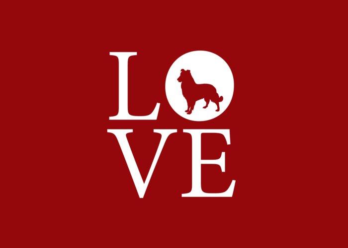 Dog Love Greeting Card featuring the digital art Dog Love Red by Nancy Ingersoll