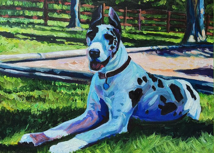 Dog Canvas Painting Pet Greeting Card featuring the painting Dog portrait by Steve Hunter