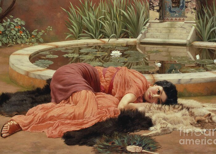 John William Godward Greeting Card featuring the painting Dolce Far Niente by John William Godward