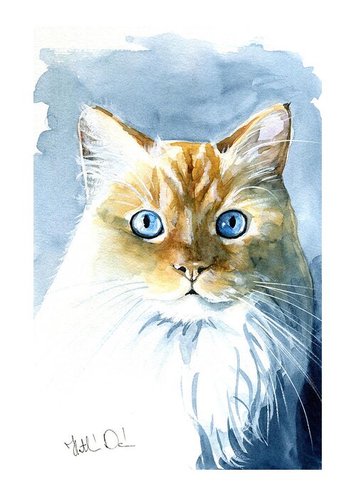 Cat Greeting Card featuring the painting Doll Face Flame Point Himalayan Cat Painting by Dora Hathazi Mendes