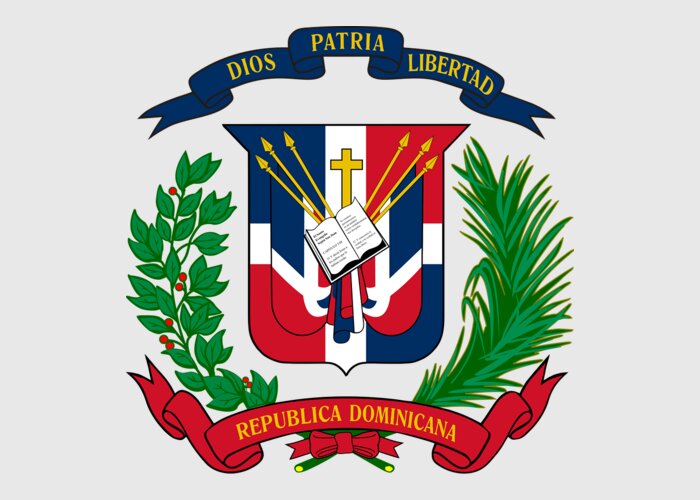 Dominican Republic Greeting Card featuring the drawing Dominican Republic Coat of Arms by Movie Poster Prints
