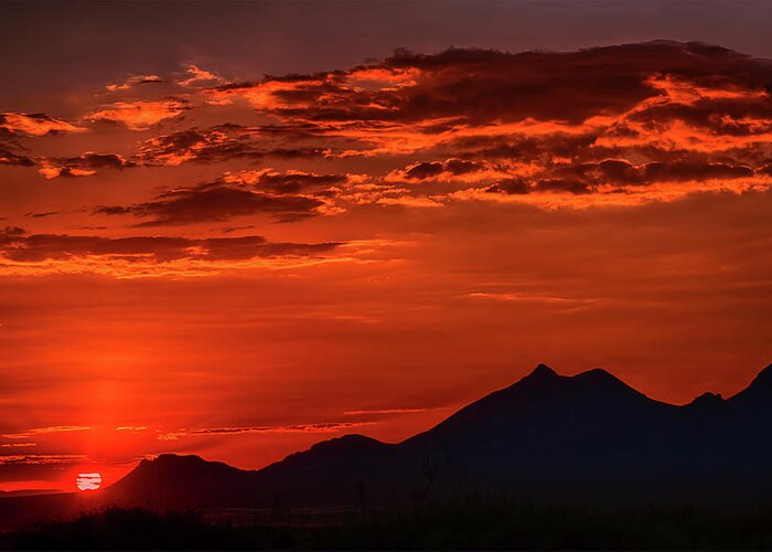 Sunset Greeting Card featuring the photograph Dona Ana Sunset I by Mike Stephens