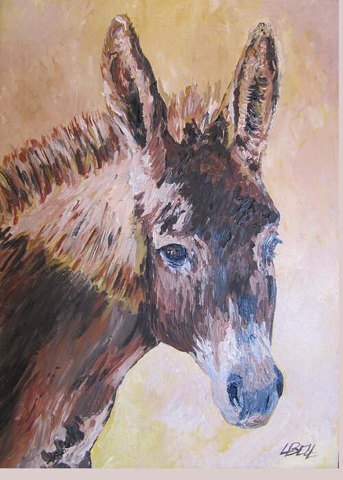 Donkey Greeting Card featuring the painting Donkey in the sunlight by Leonie Bell