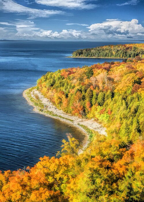 Door County Greeting Card featuring the painting Door County Svens Bluff Scenic Overlook by Christopher Arndt