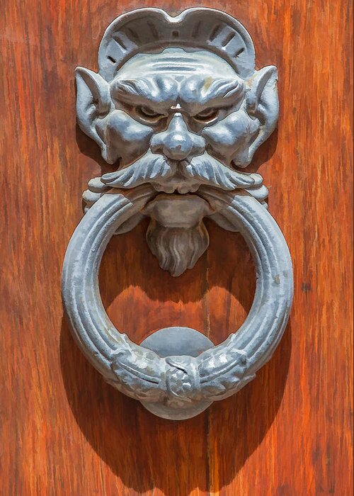 666 Greeting Card featuring the painting Door Knocker of Tuscany by David Letts