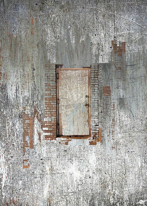 Exit Greeting Card featuring the mixed media Door by Tony Rubino