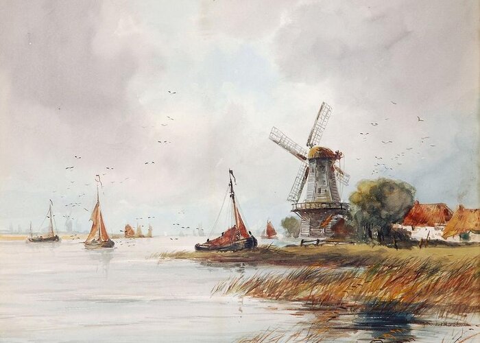 Thomas Bush Hardy (1842-1897) Dordrecht Greeting Card featuring the painting Dordrecht by MotionAge Designs