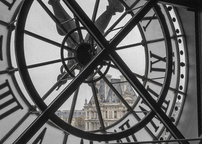Musee Greeting Card featuring the photograph D'Orsay Clock Paris by Joan Carroll