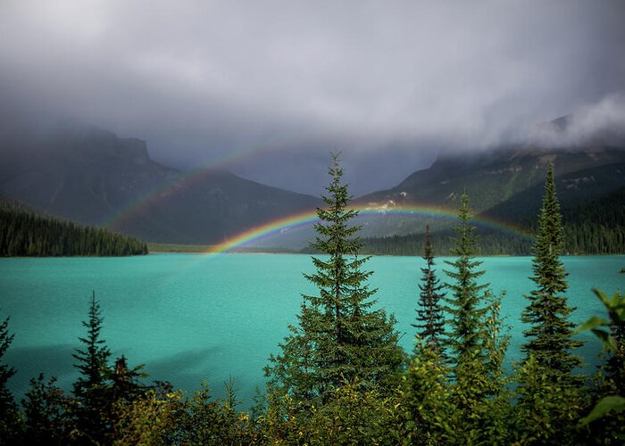 Bc Greeting Card featuring the photograph Double Rainbow on Emerald Lake by Thomas Nay
