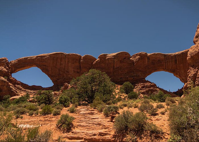 Utah Greeting Card featuring the photograph Double Windows Arches National Park Utah by Lawrence S Richardson Jr
