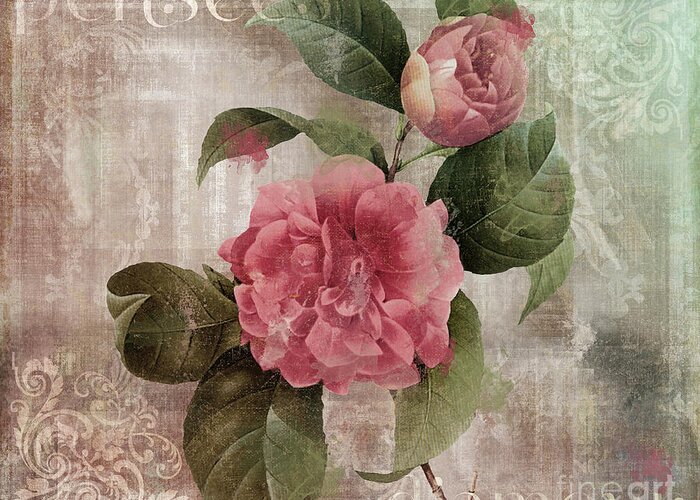 Rose Greeting Card featuring the painting Douces Pensees Pink Roses by Mindy Sommers