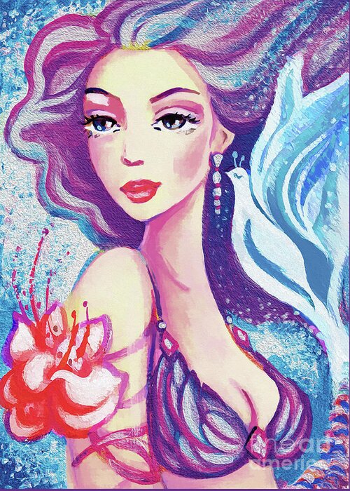 Sea Goddess Greeting Card featuring the painting Dove Mermaid by Eva Campbell