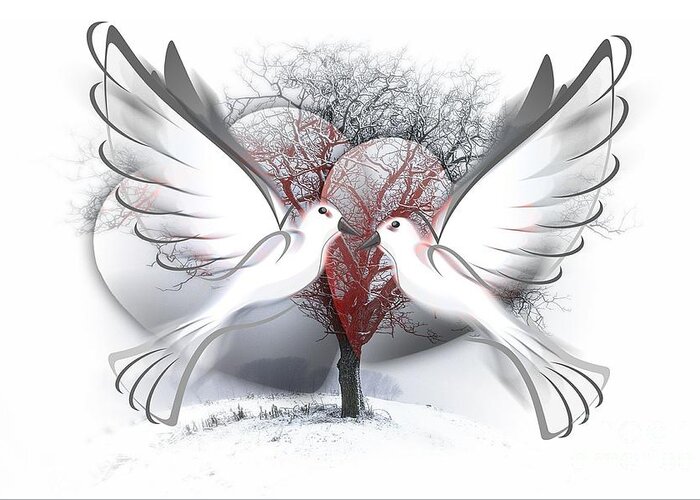 Animal Greeting Card featuring the digital art Doves Of Peace by Frederick Holiday