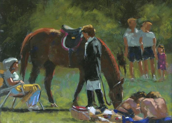 Horse Greeting Card featuring the painting Down Time by Mary McInnis