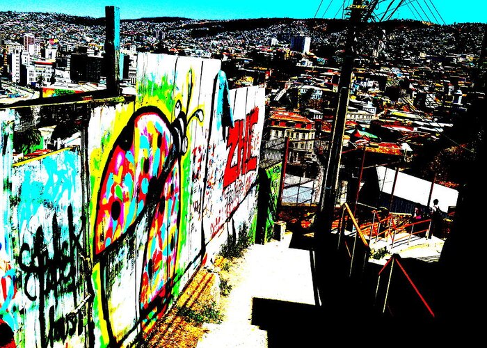 “latin America” Greeting Card featuring the photograph Down to Valparaiso by Funkpix Photo Hunter