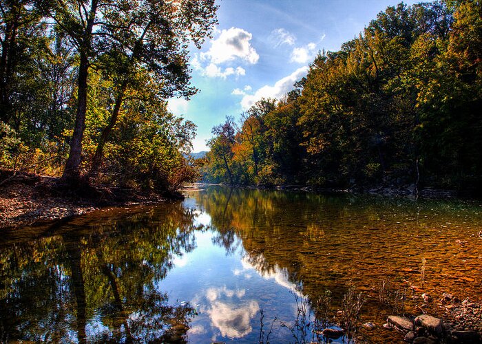 Ozark Campground Greeting Card featuring the photograph Downriver at Ozark Campground by Michael Dougherty