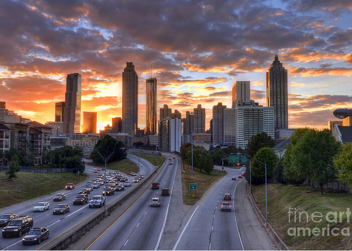 Downtown Greeting Card featuring the photograph Downtown Atlanta by Eddie Yerkish