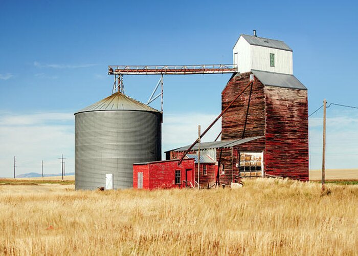Grain Elevator Greeting Card featuring the photograph Downtown Benchland by Todd Klassy