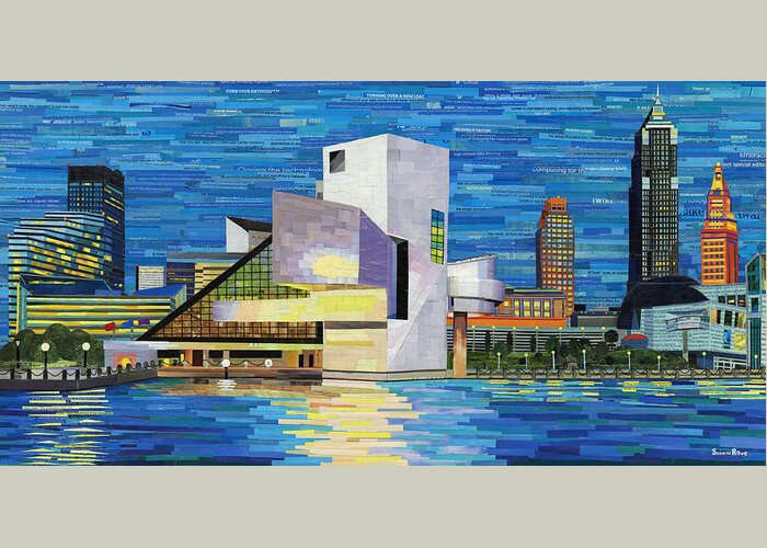 Cleveland Greeting Card featuring the mixed media Downtown Cleveland Skyline by Shawna Rowe
