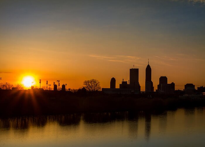 Art Greeting Card featuring the photograph Downtown Indianapolis Sunrise by Ron Pate