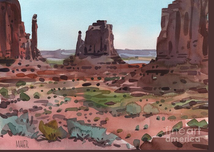 Monument Valley Greeting Card featuring the painting Downtown Monument Valley by Donald Maier