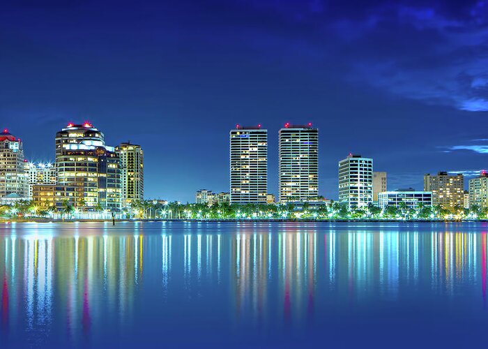West Palm Skyline Greeting Card featuring the photograph Downtown West Palm Beach by Mark Andrew Thomas