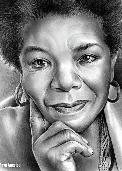 Maya Angelou Greeting Card featuring the drawing Dr Maya Angelou by Greg Joens