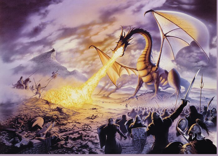 Dragon Greeting Card featuring the photograph Dragon Battle by MGL Meiklejohn Graphics Licensing
