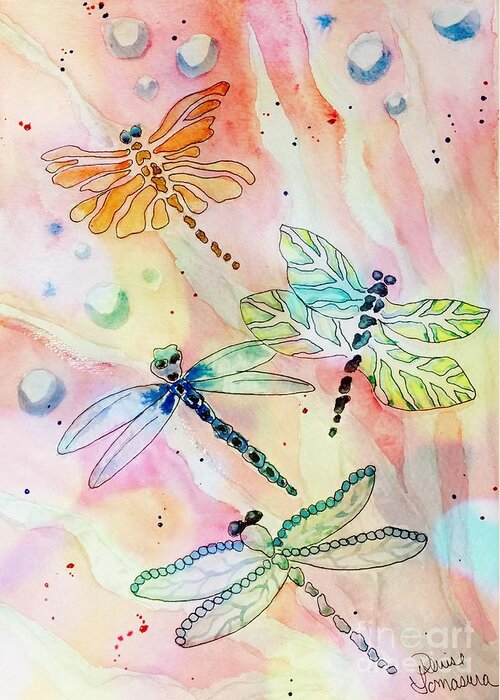 Insects Greeting Card featuring the painting Dragon Diversity by Denise Tomasura