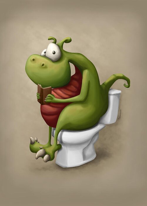 Toilet Greeting Card featuring the digital art Dragon number 2 by Tooshtoosh