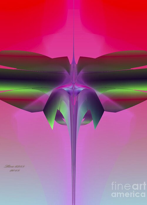 Fractal Greeting Card featuring the digital art DragonFly by Melissa Messick