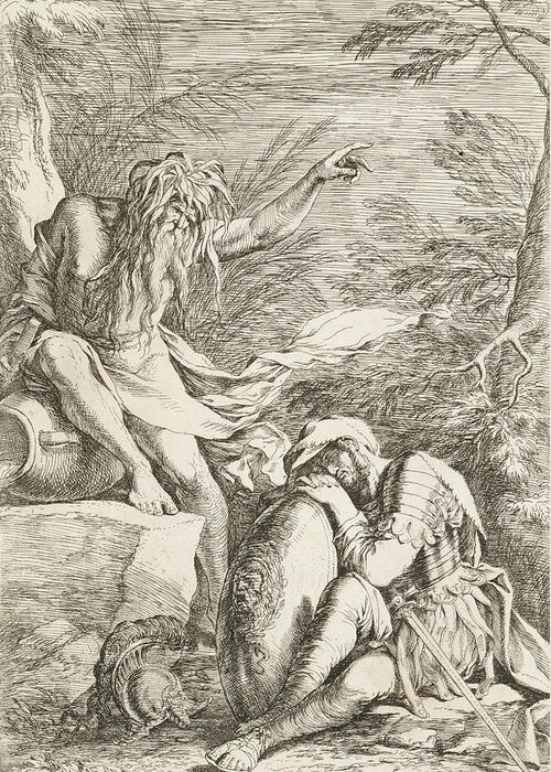 17th Century Art Greeting Card featuring the relief Dream of Aeneas by Salvator Rosa