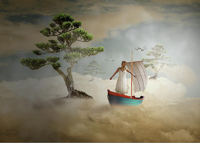 Boat Greeting Card featuring the digital art Dreaming High by Nathan Wright