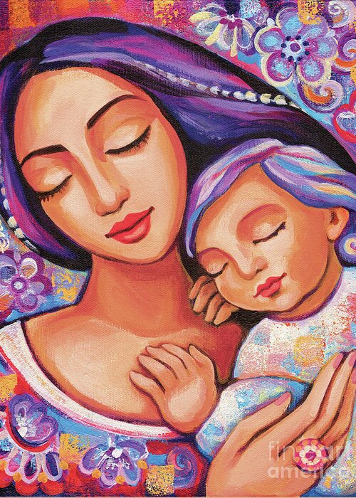 Mother And Child Greeting Card featuring the painting Dreaming Together by Eva Campbell