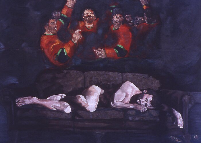 Hockey Greeting Card featuring the painting Dreaming by Ken Yackel