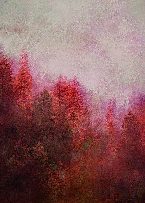 Nature Greeting Card featuring the digital art Dreamy Autumn Forest by Klara Acel