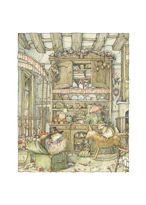 Brambly Hedge Greeting Card featuring the drawing Dressing up at the Old Oak Palace by Brambly Hedge