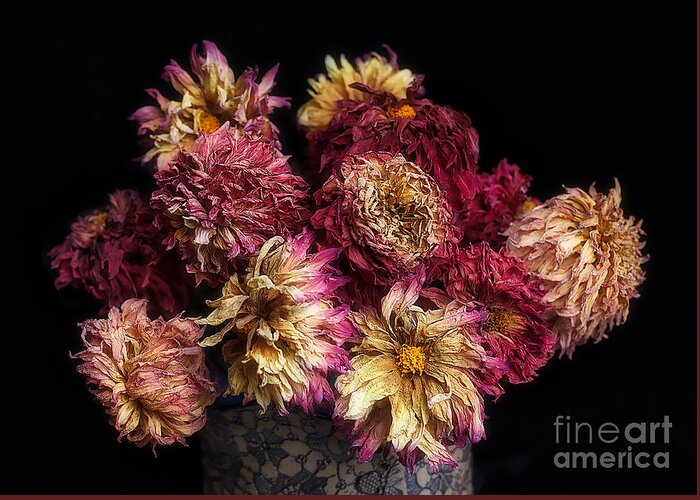Flowers Greeting Card featuring the photograph Dried Dahlias from the Garden by Ann Jacobson