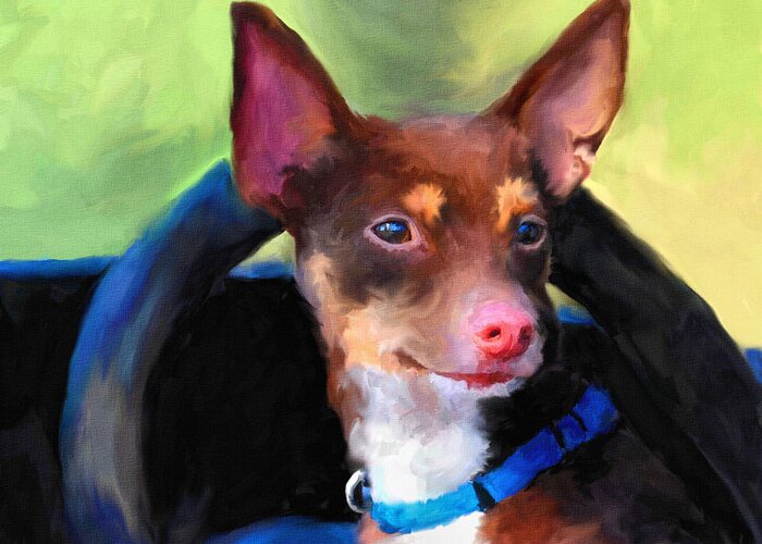 Rat Terrier Greeting Card featuring the painting Driver's Seat by Jai Johnson