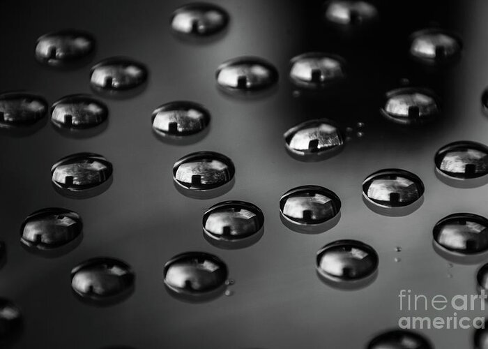 Water Drop Greeting Card featuring the photograph Drops of Water - Macro - Black and White by Adrian De Leon Art and Photography