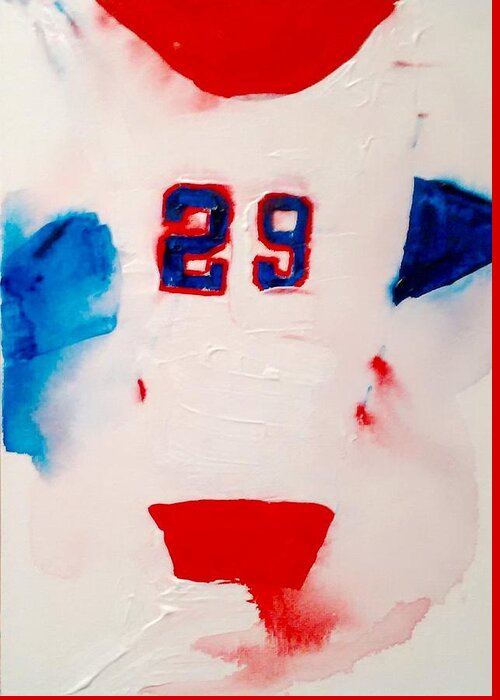 Goalie Hockey Painting Greeting Card featuring the painting Dryden 3 by Desmond Raymond