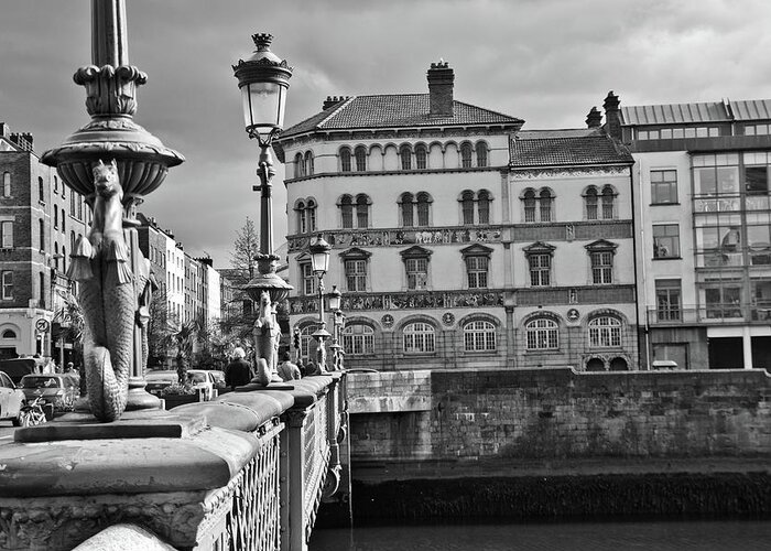 Ireland Greeting Card featuring the photograph Dublin in Black and White Grattan Bridge by Marisa Geraghty Photography