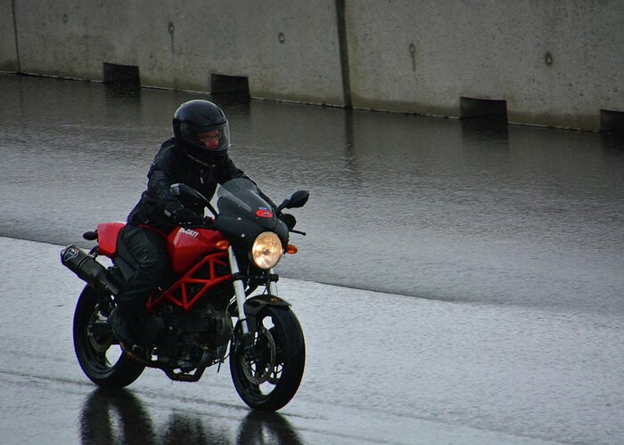 Ducatti Greeting Card featuring the photograph Ducatti in the Rain by Mike Martin