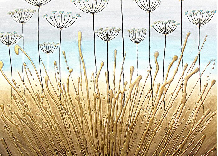Alliums Greeting Card featuring the painting Duck Egg Alliums by Amanda Dagg